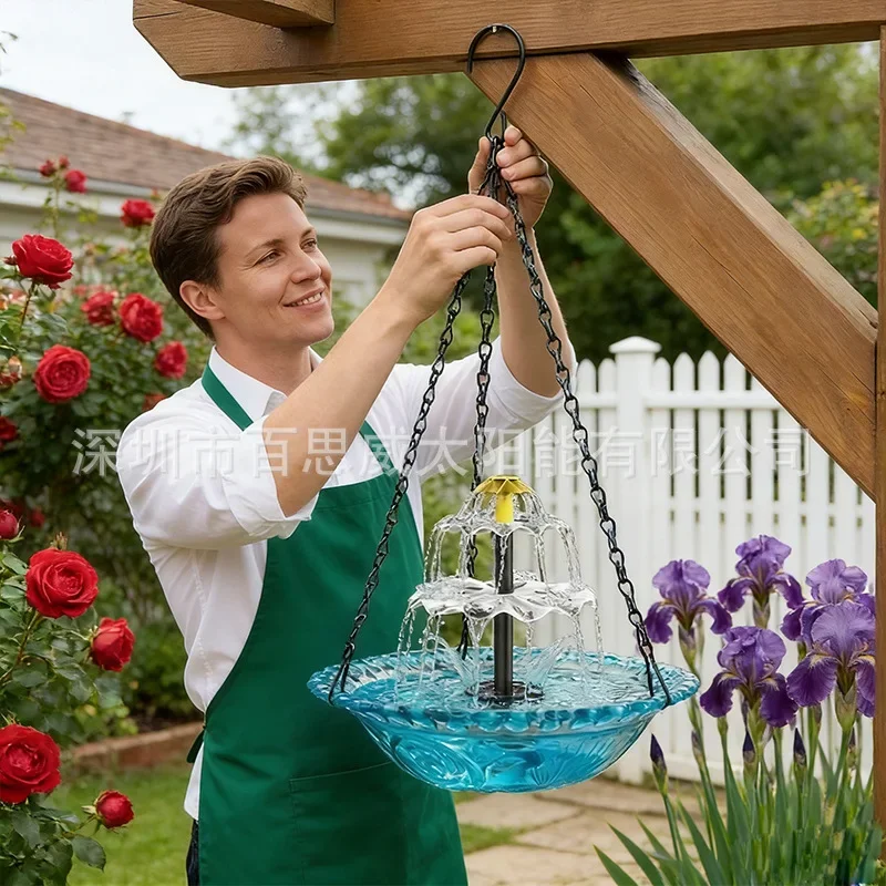 Solar fountain bird feeder hanging outdoor courtyard bird bath pumping circulation multi-layer fountain pump manufacturer