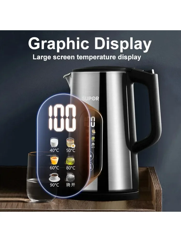 Electric Kettle 1.7L Graphic Smart Display Boiling Water Heater 6 -Section Temperature Portable Home Insulation Kettle