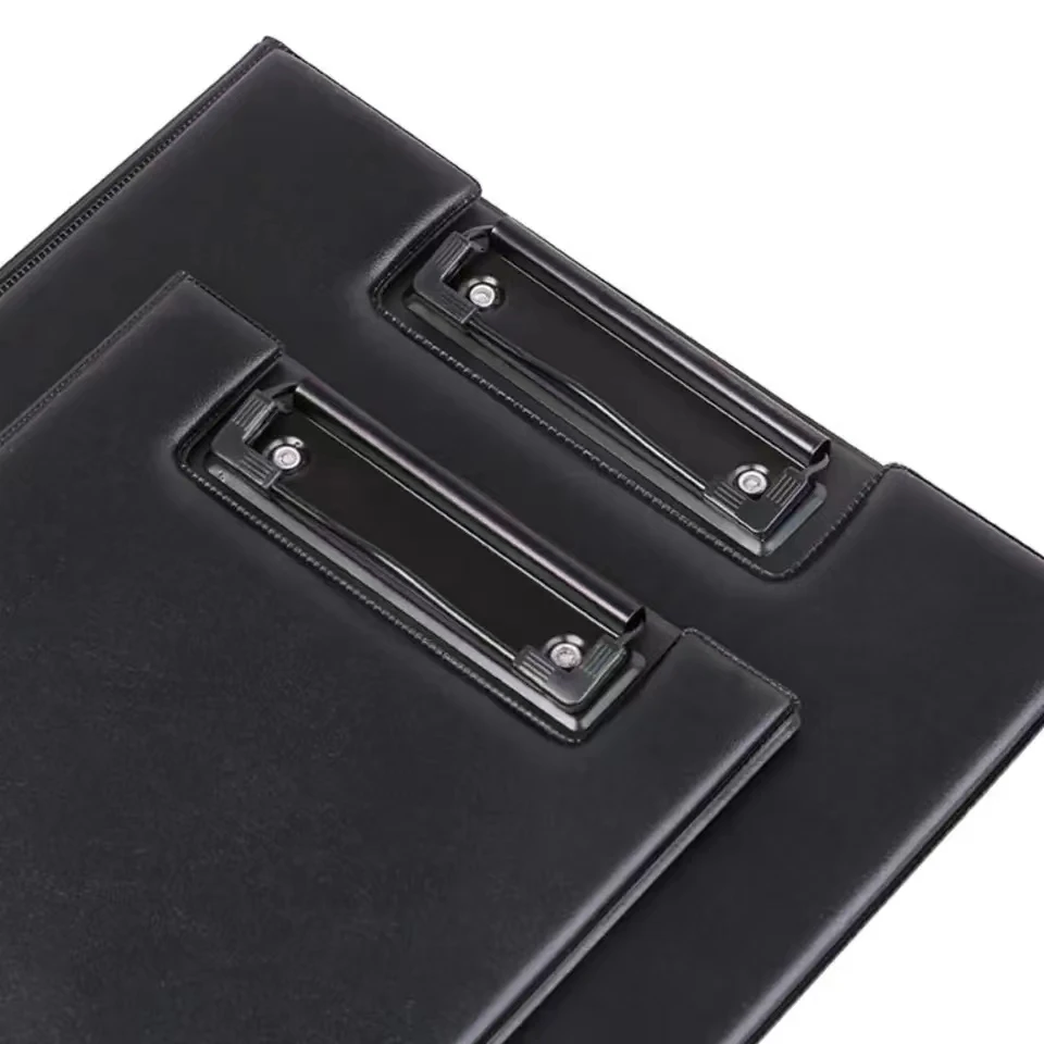 PU Leather File Folder High Grade A4/A5 Black Clip Boards Vertical Plate Foldable Document Holder Office Supplies