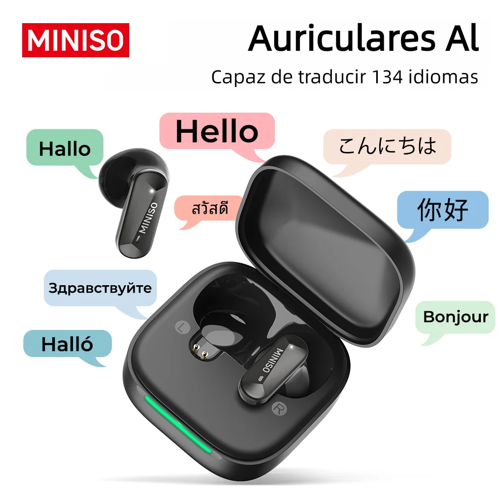 

MINISO MS119 Wireless Bluetooth Earphones Ai Translator Headphones Low latency Earbuds 50Hrs Playback More Comfortable to wear