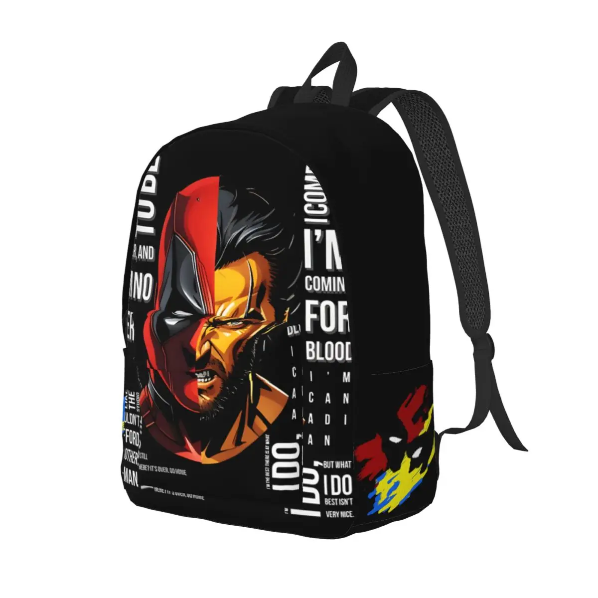 Fashionable Popular Movies Rucksack Office Work School Sturdy Shoulder Deadpool & Wolverine For Men Kid Bookbag Birthday