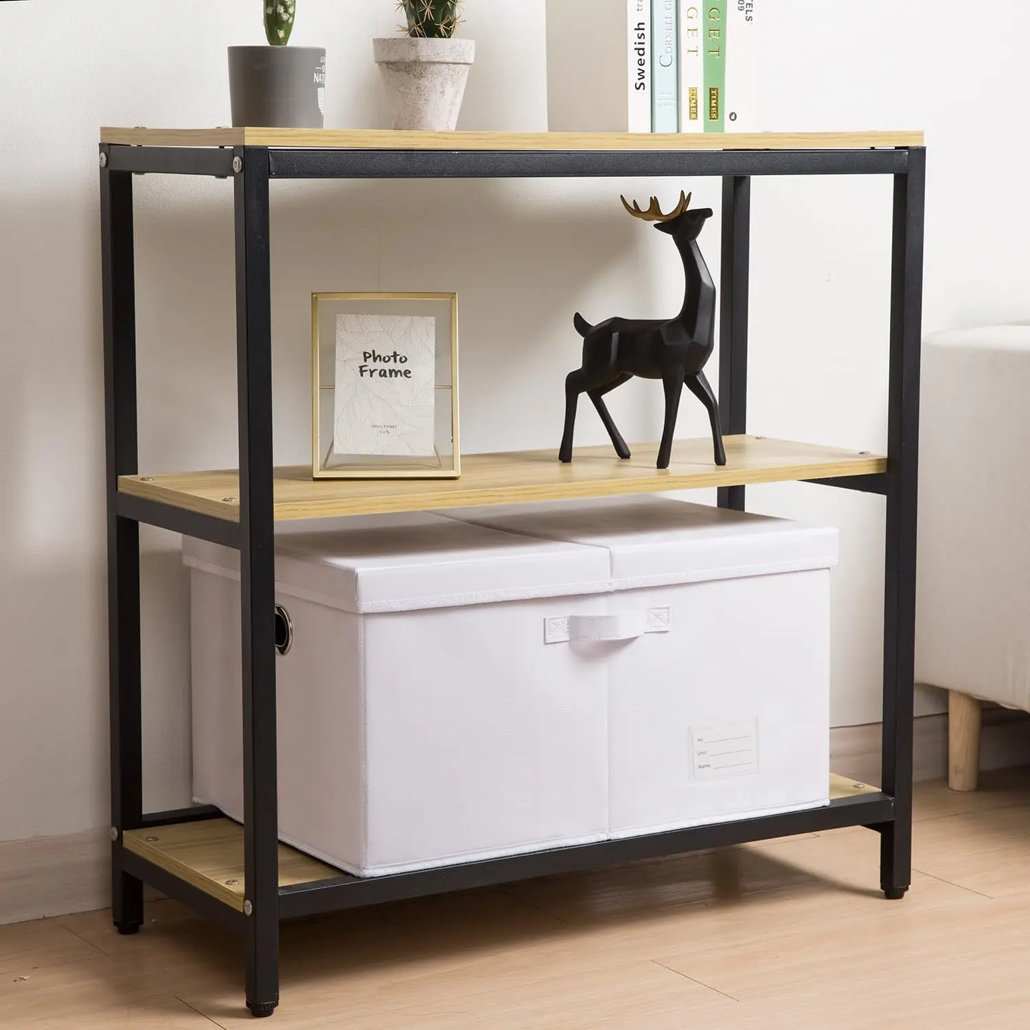 صندوق تخزين قابل للطي مع غطاء، حاوية تنظيم قماش قابلة للطي لخزانة المكاتب المنزلية، أبيض (22.8 × 15.7 × 11.8 بوصة)