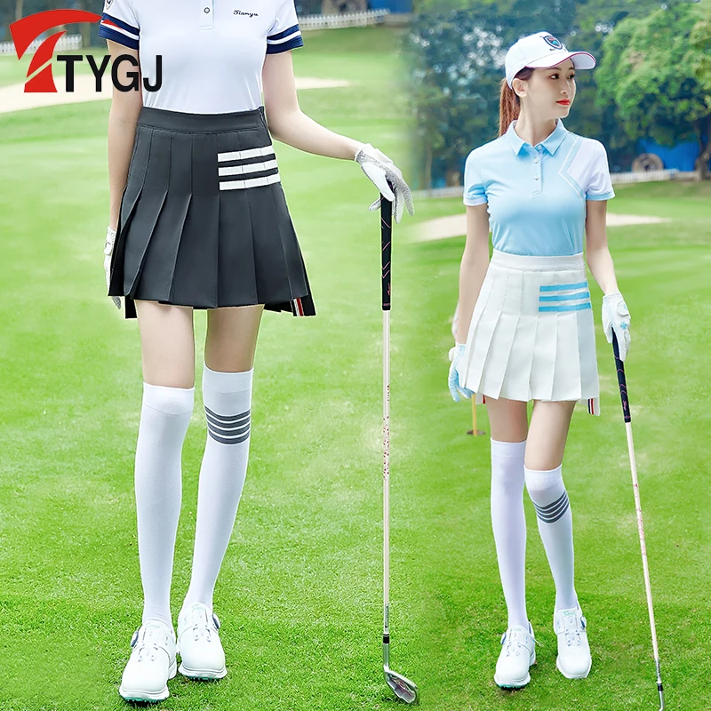 TTYGJ Golf Skirts for Women School Style Golf Clothing Versatile High Waist Skorts Ladies Anti-light Pleated Tennis Skirt XS-XL