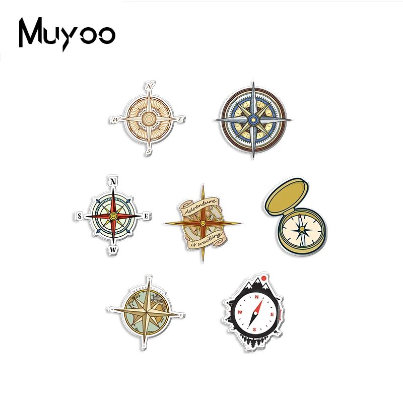 2023 New Arrival Fashion Compass Adventure Outdoor Hiking Handcraft Epoxy Acrylic Resin Lapel Pins Badge Pin