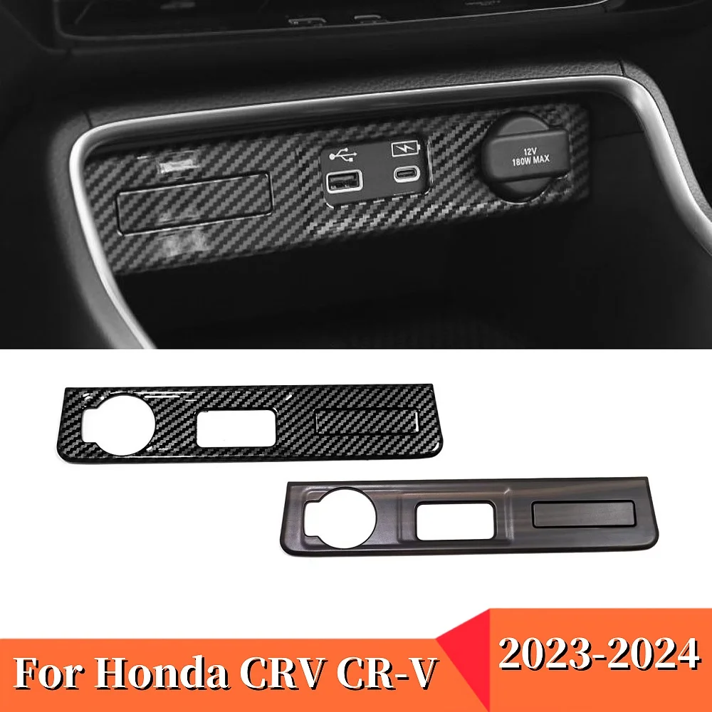 

For Honda CRV CR-V 2023 2024 ABS Plastic Car Styling Cigarette Lighter USB Socket Cover Trim Frame Auto Interior Accessories