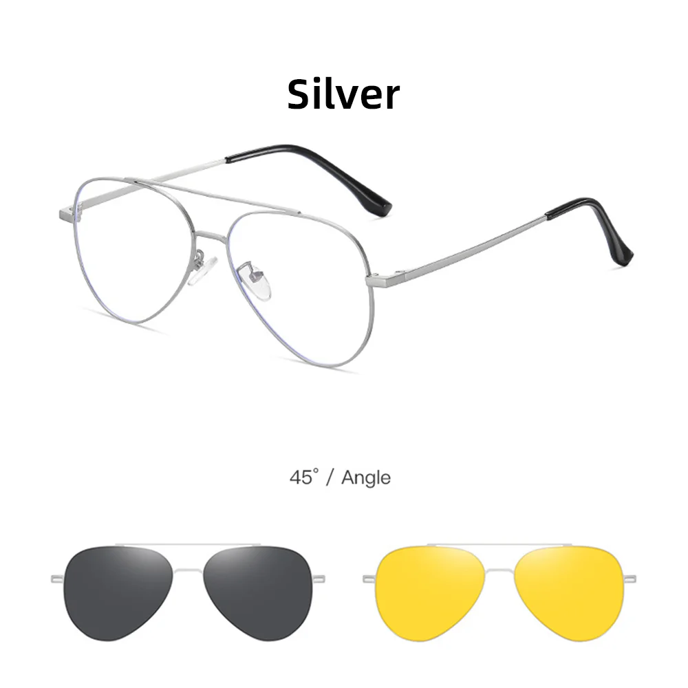 VIVIBEE Aviation Magnetische Polarisierte Clip Auf Sonnenbrille Pilot Männer Nachtsicht Brillen Rahmen UV400 Frauen Sonnenschirm – Detail 13