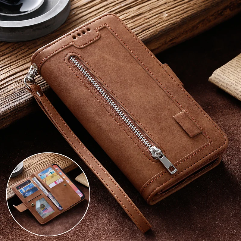 

Flip Lanyard Cards Leather Wallet Phone Case For Huawei P50 P40 Pro P30 P20 Nova 10 10SE Lite Zipper Holder Cover Book Phone Bag