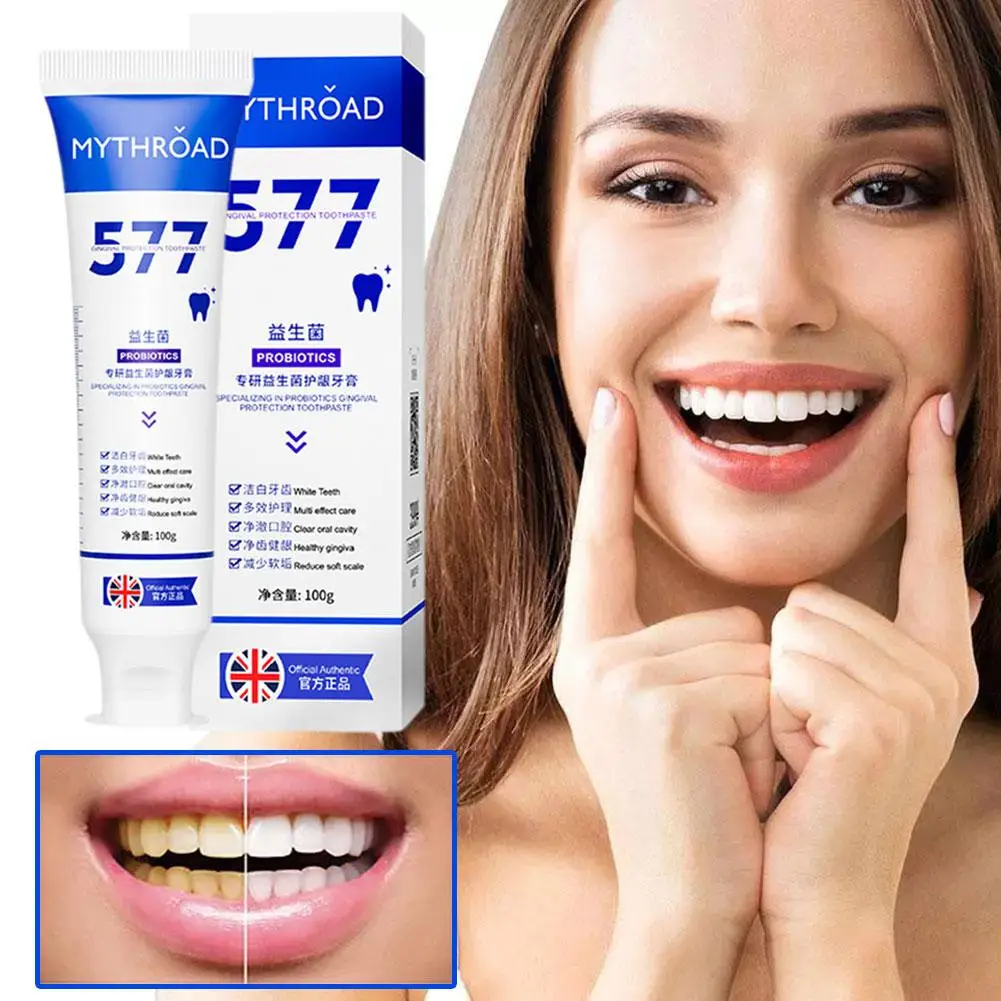 

Probiotic Toothpaste 577 Brightening Whitening Toothpaste Stains Plaque Fresh Breath Gums Remove Toothpaste 100g Protect A5L1