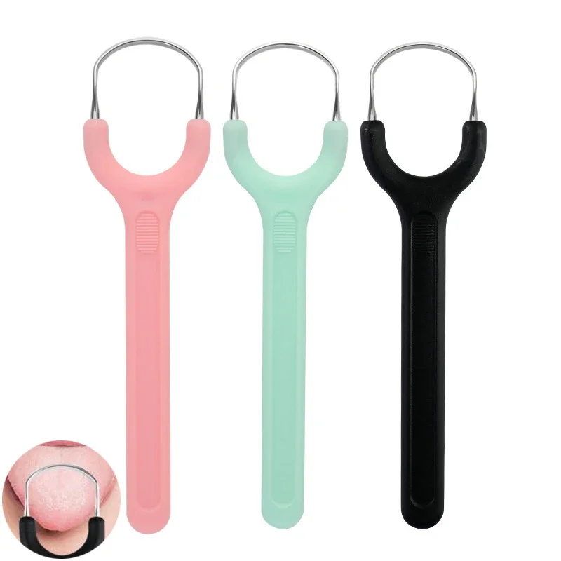 Grattoir à langue étui Portable en acier inoxydable couleur grattoir à langue adulte pour enlever la mauvaise haleine bouche nettoyant conseil réutiliser soins bucco-dentaires