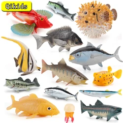 Simulation Marine Animals Sea Life Tuna Salmon Fish Figurines Action Figures Ocean Fish Model Educational Toys for Children Gift