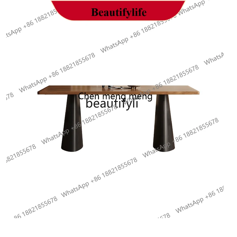 z183 Solid wood dining table rectangular creative retro home black walnut solid wood dining table