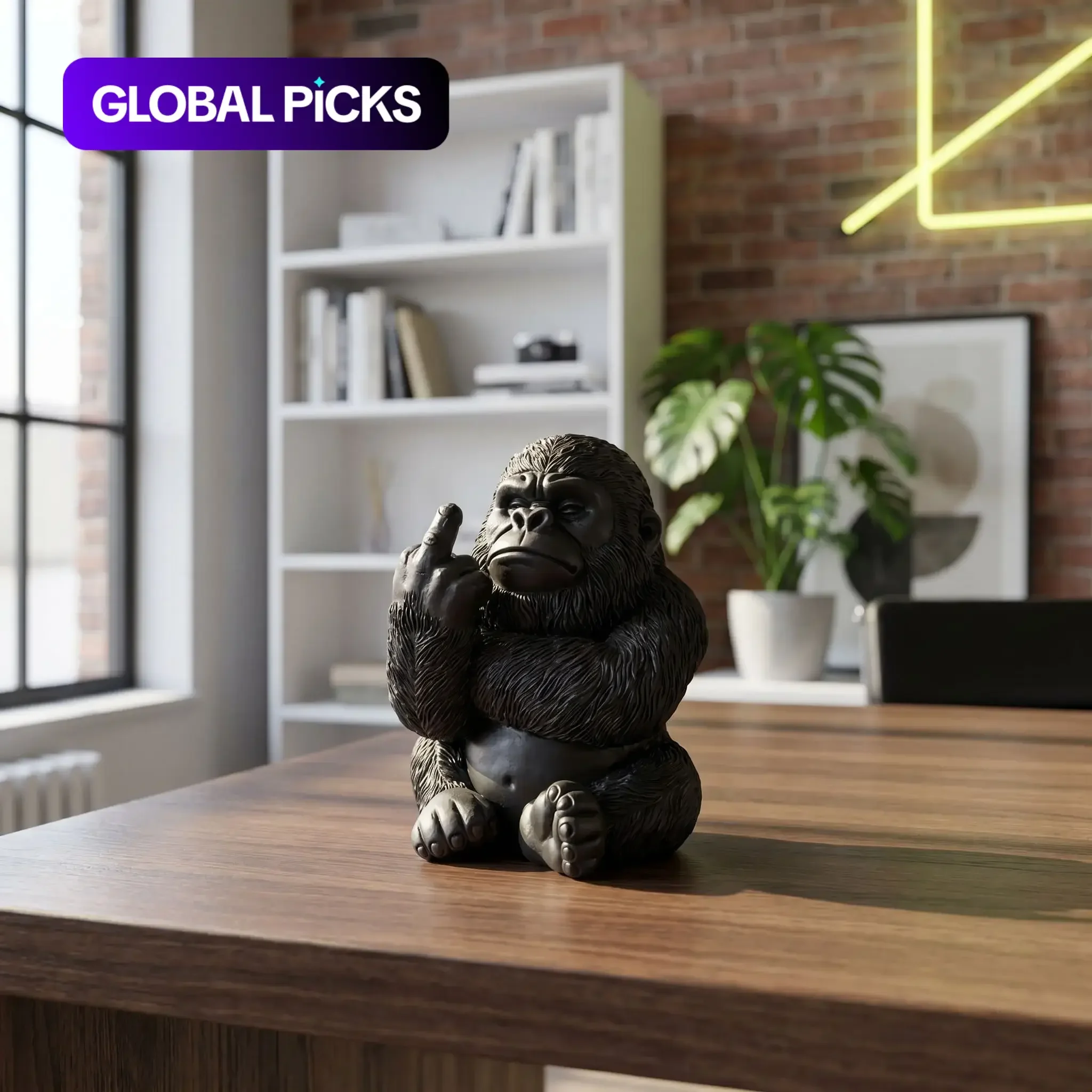 Middle Finger Gorilla Statue Ornament, Resin Craft, Decor Figurine Ornaments, Home Decor, Office Desk Decoration, Bold Statement Piece, 1pc, Resin Figurine Statue #GLOBAL PICKS