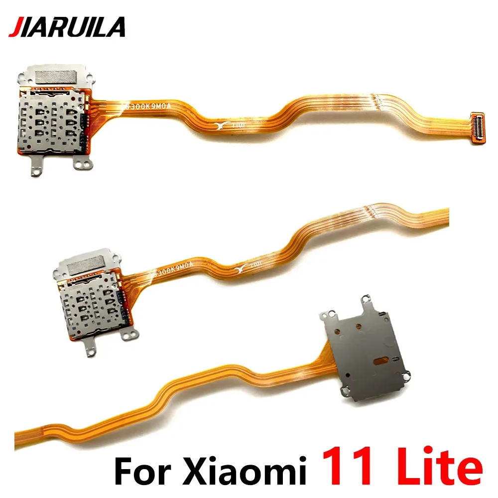 New For Xiaomi 11 Lite 5G SIM Card Holder Tray Slot Reader Socket Flex Ribbon Cable Replacement For Mi 11 Lite