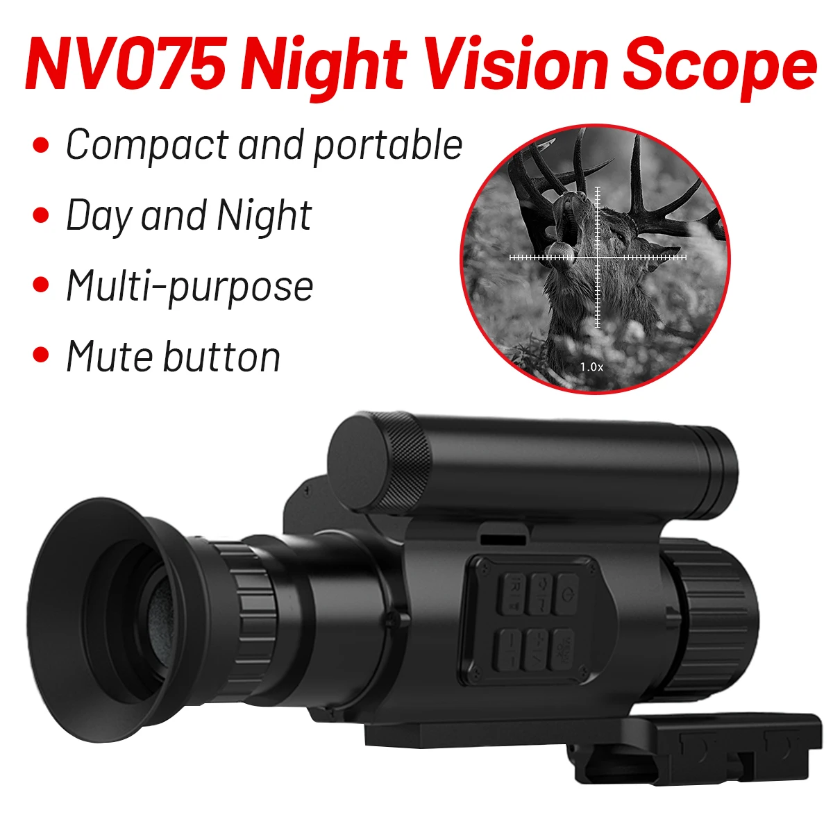 NV075 Digital Night Vision Scope 1080P Video Camera Infrared Monocular Multiple Optics Lens Crosshair Hunting Night Sight Scope