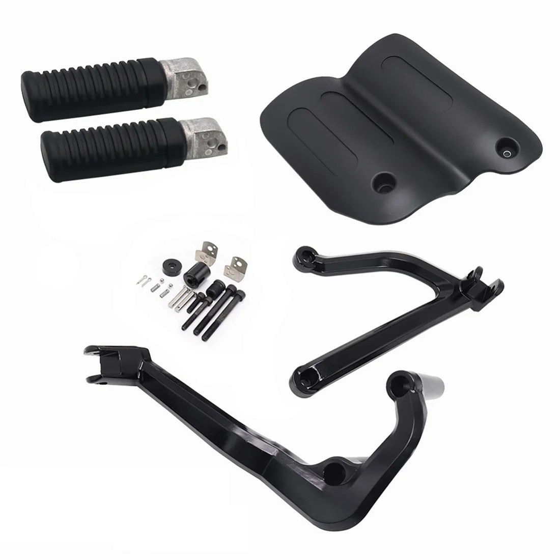 Motorcycle Black Rear Passenger Foot Pegs Rests Pedal w/Mount Heat Shield Deflector Cover For Harley Sportster S 1250 RH1250 RH