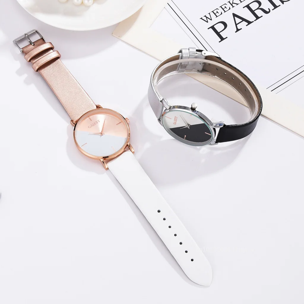 Women Watches 2pcs Set Leather Rose Gold Dress Female Clock Luxury Brand Design Women Watches Simple Fashion Ladies Watches