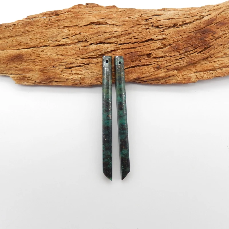 

Natural Semiprecious African Turquoise Long Earrings Beads 56x4mm 4.6g Gemstone Fashion Jewelry Accessory for Women