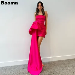 Booma Rode Sexy Korte Zeemeermin Galajurken Strapless Feestjurk Voor Dames Bruidsjurken Met Strik Trein Cocktailjurk