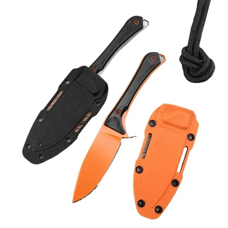 High Quality BM 15201OR Altitude Fixed Blade Knife CPM-S90V Orange DLC Drop Point Santoprene Handles Outdoor Military Knives