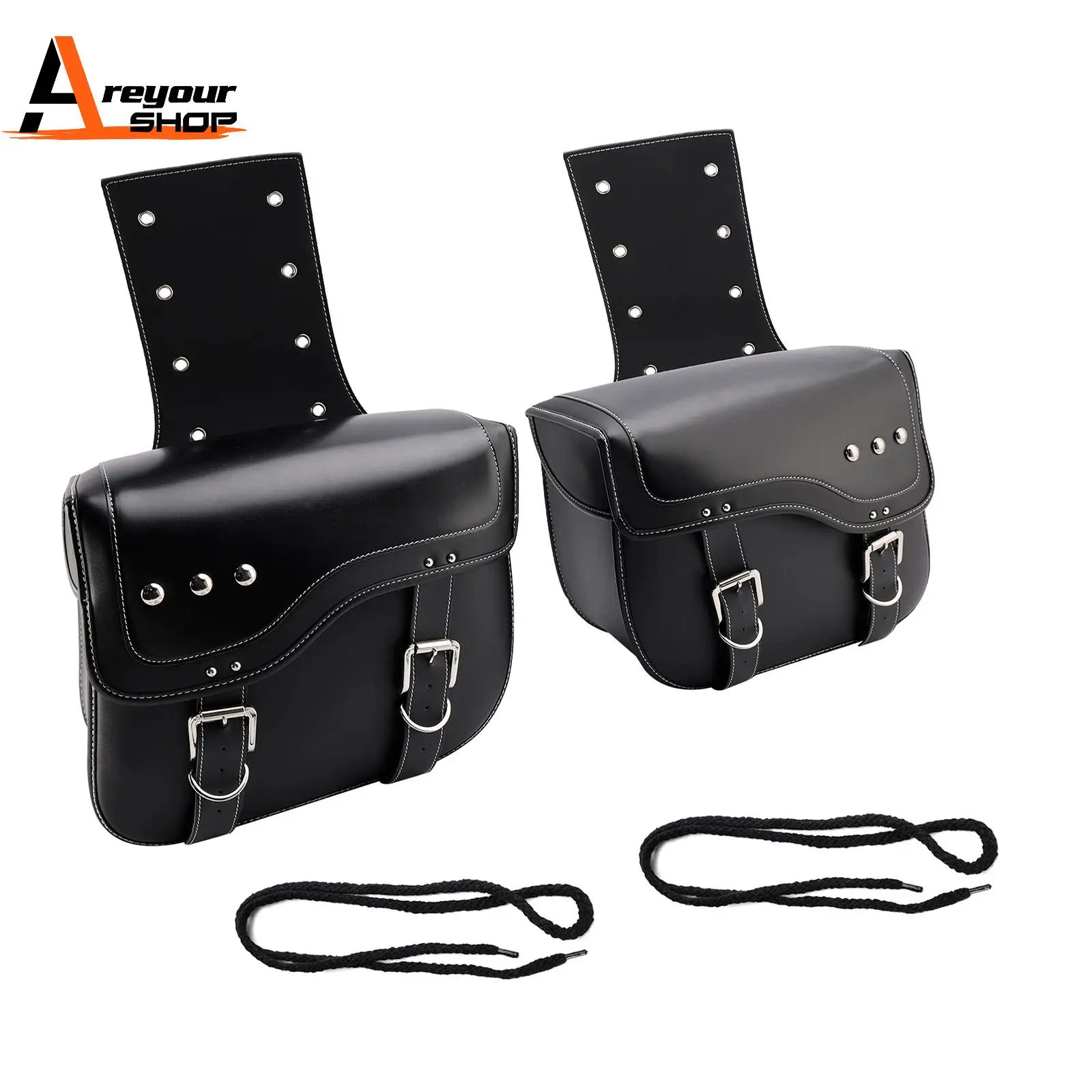 

Universal Saddlebag Side Storage Tail Bag Pu Luggage Black 28L for Motorcycle
