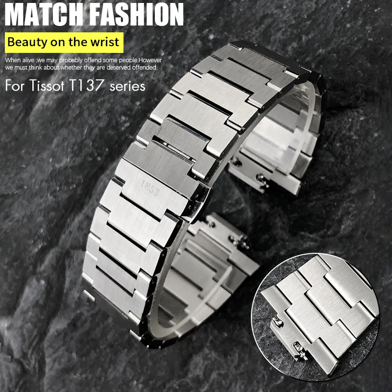 11mm 12mm Stainless Steel Watch Strap Special for Tissot T137 207 T137.407 PRX UFO 40mm 35mm GRADIENT Silver Golden Watchband