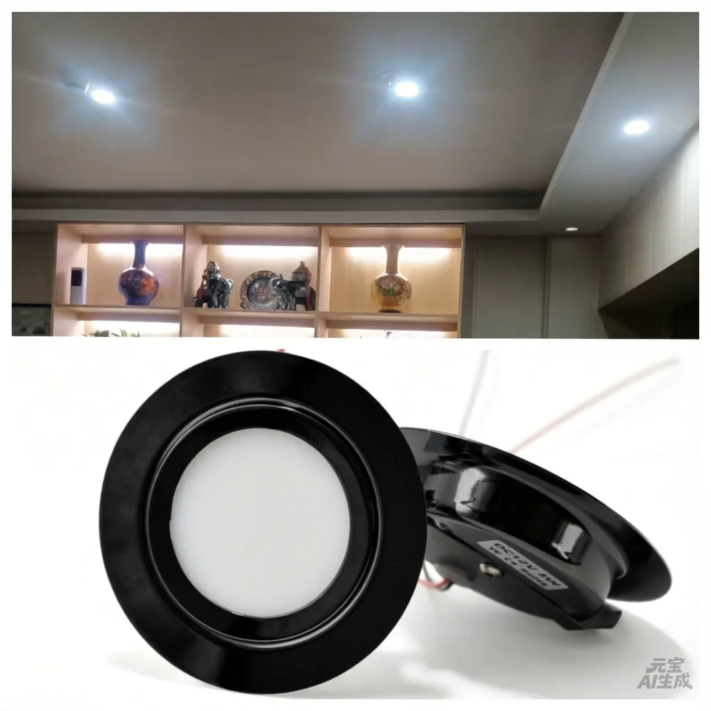 built-in cabinet lamp - 12-volt miniature circular LED spherical lamp, suitable for kitchen cabinets, wardrobes, campers, displ