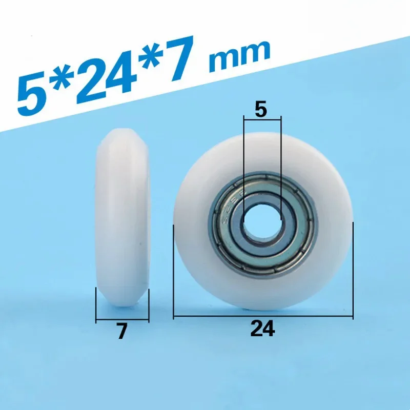 

circular arc Plastic coated bearing 625ZZ 5*24*7mm nylon roller plastic sliding door wheel Roller bore 5mm diameter 24mm