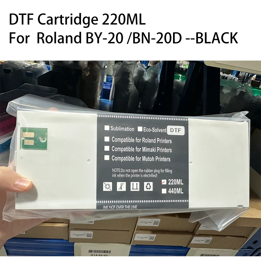 BY-20 BN-20D Wkład atramentowy DTF pełen z 220 ml atramentu DTF z chipem do drukarki Roland BY-20 BY20 BN-20D BN20 BKCMYWH — zdjęcie produktu 4