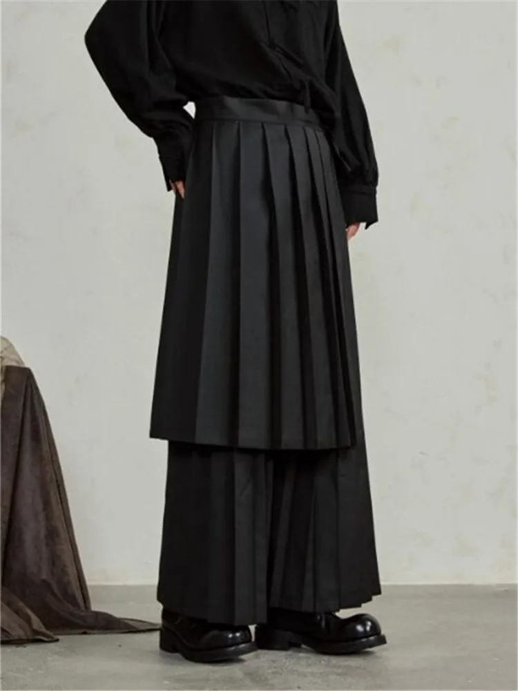 2024 Niche design deconstructive pleated casual pants two wear disassembly piece apron wide leg suit pants