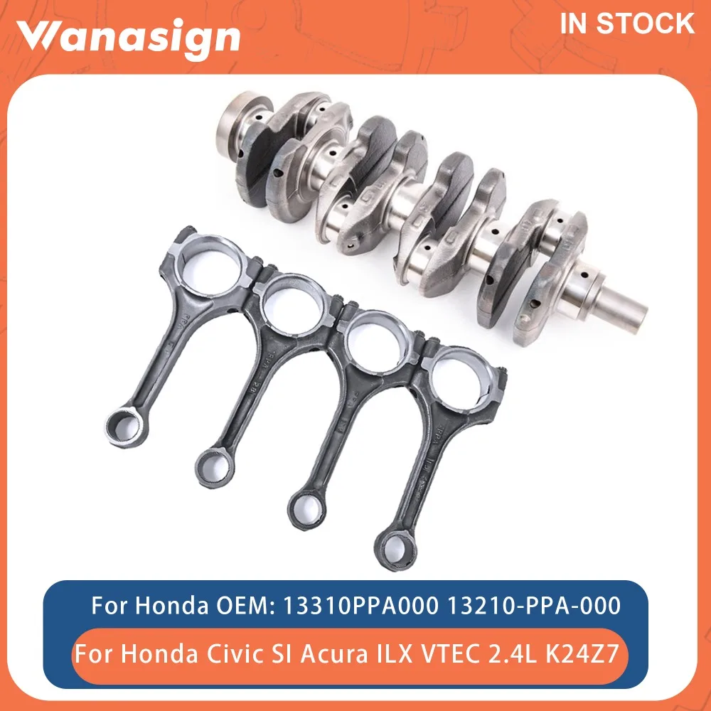 Kit de biela del cigüeñal del motor compatible con 2,4 L para Honda Crosstour Civic SI Acura ILX VTEC Accord CR-V 2.4L K24Z7 l4 GAS 08-15