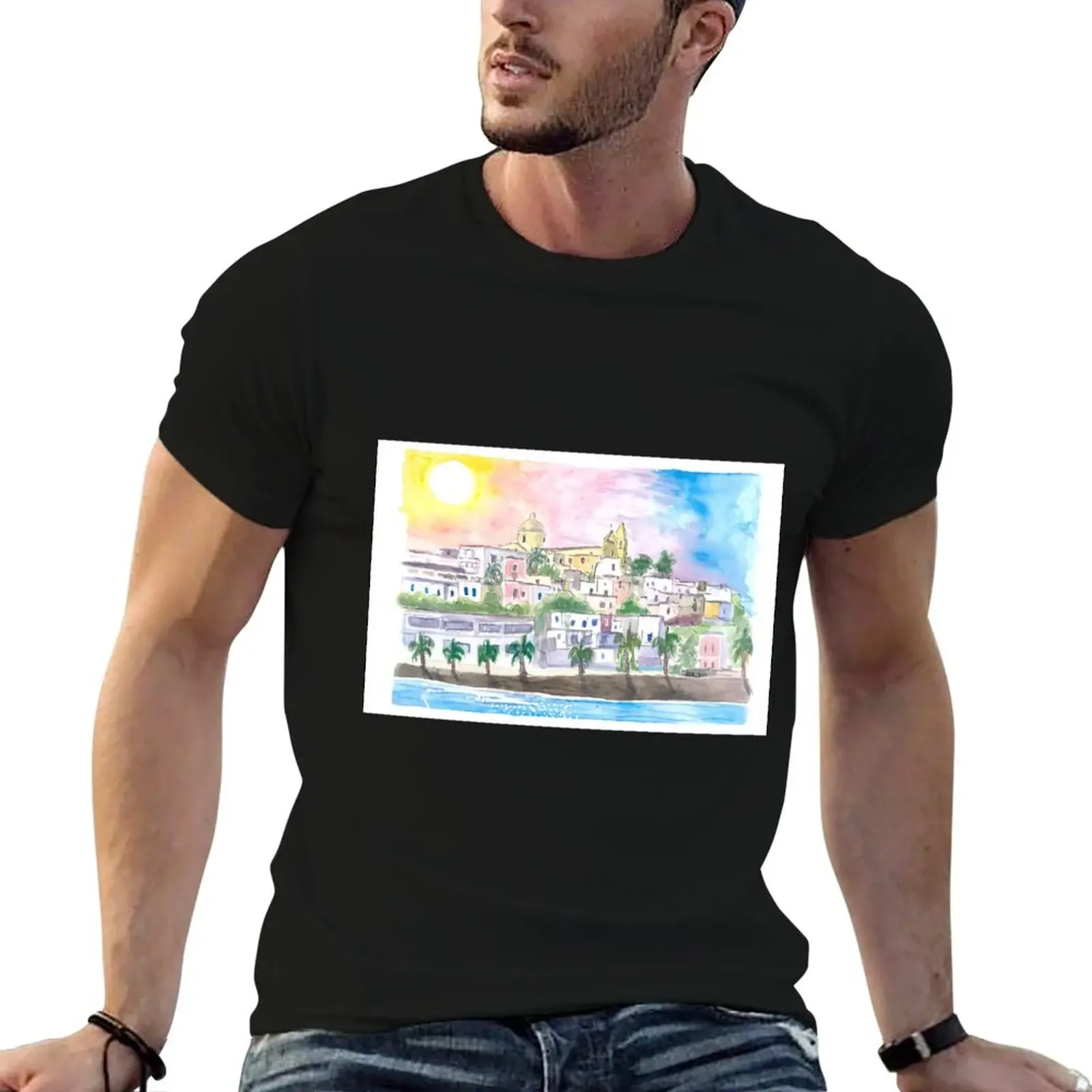 Sunlight over Stromboli Aeolian Islands Italy T-Shirt oversizeds oversized street wear graphic t shirt vintage tshirts for men