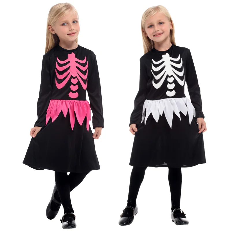 Disfraz de Esqueleto de Halloween para Niñas, Vestido de Juego de Rol, Disfraz Divertido de Hueso para Jugar o Solicitar Disfraces de Fiesta