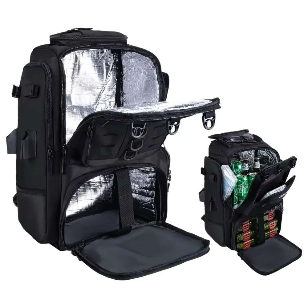 Goture Waterproof Fishing Tackle Backpack with Rod Holder Heavy Duty Multi Compartment Outdoor Fishing Gear Storage Bag Fishing