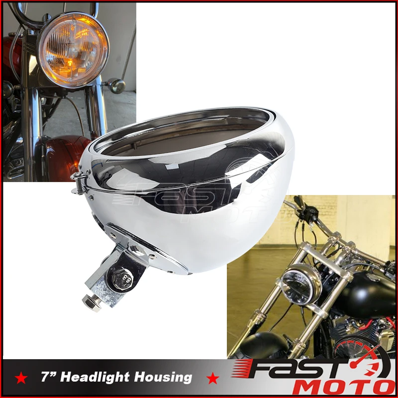 

Мотоциклетный 7-дюймовый чехол для фар Harley Heritage Fat Boy Softail Cafe Racer, 7-дюймовый передний налобный фонарь с креплением