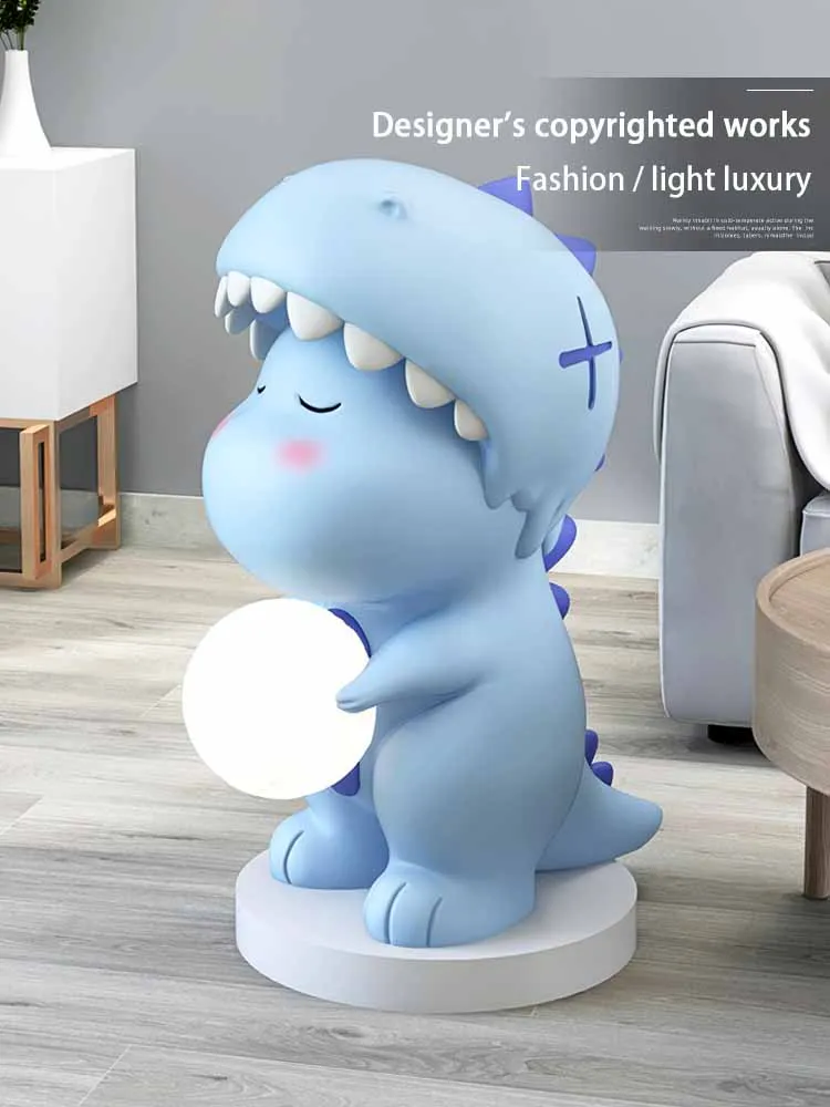 Home Decor Cute Little Dinosaur Large Living Room Decoration Small Night Lamp Resin FRP Animal Floor Ornaments Sculpture Statue