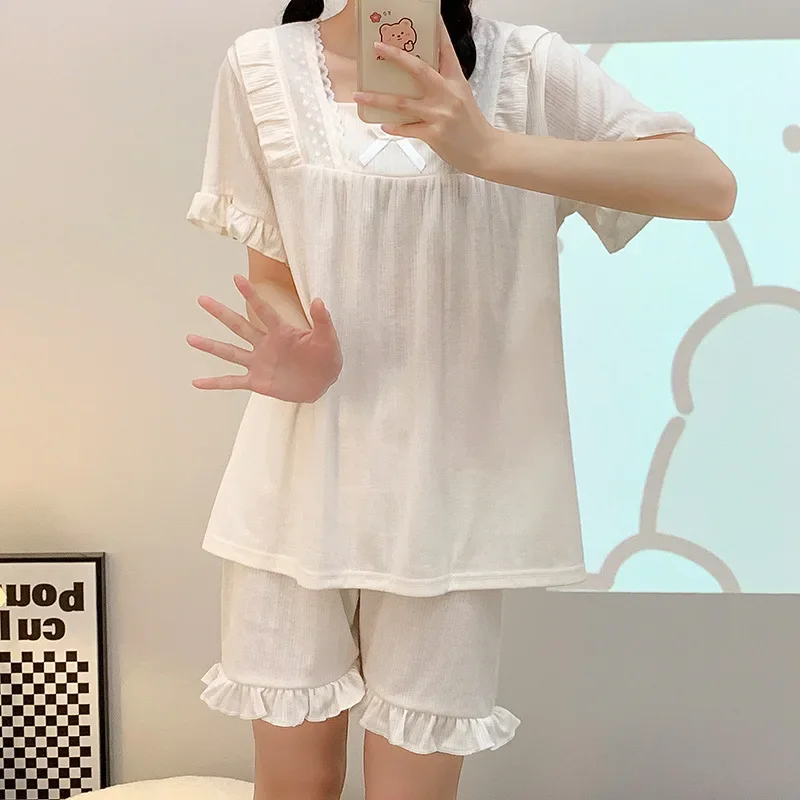 5XL Plus Size Pajamas Set Women Loose Summer Korean Student Homewear Can Be Worn Outside Short-sleeved Shorts Two-piece Set