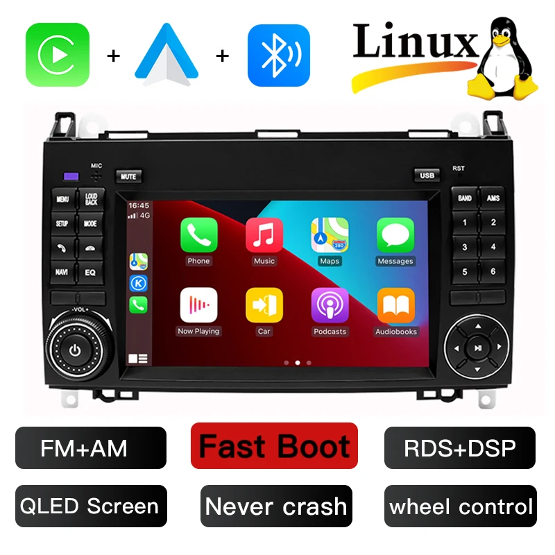 7" Linux autoradio voor Mercedes Sprinter Benz B200 W639 Vito Viano B-klasse W169 W245 W209, multimedia-scherm, GPS, stereo, audio, hoofdunit.