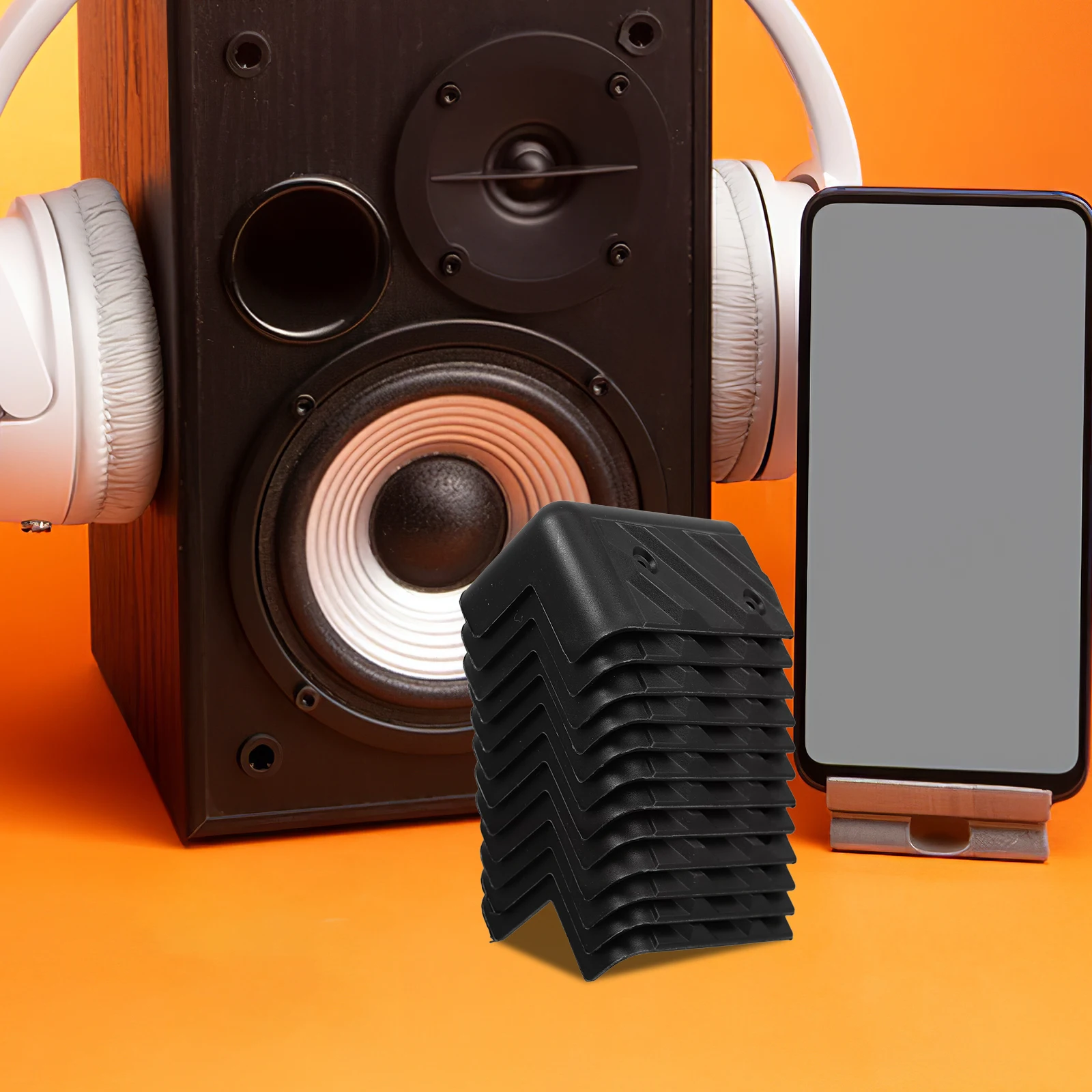 12 قطعة من واقيات زوايا مكبر الصوت البلاستيكية السميكة لخزانة معدات الصوت وحواف التعبئة والتغليف