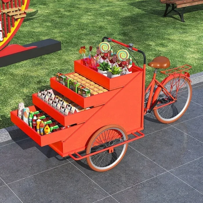 City walk mobile cart Food sightseeing tricycle Fruit coffee truck Selling Flowers and Fruits Cart