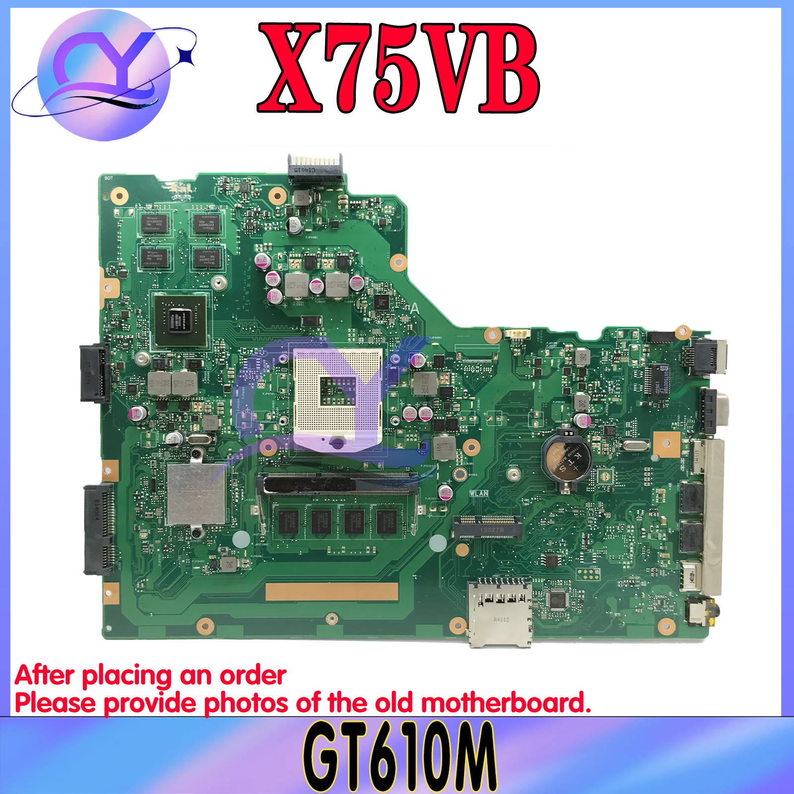 KEFU X75VB Notebook Mainboard For ASUS X75V X75VC X75VB X75 Laptop Motherboard 4GB-RAM GT610M/GT720M Support i3 i5 100% test ok