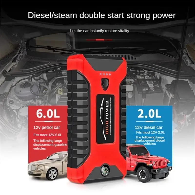 12V Car Jump Starter Auto Battery Booster Charger Car Emergency Booster Power Bank Starting Device Power Supply Battery Charging