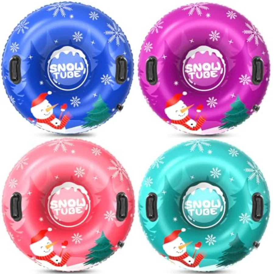 

Снежные тюбинги, 36 дюймов, 4 штуки в упаковке, для детей и взрослых, прочные морозостойкие надувные санки из ПВХ, усиленные жесткие тюбинги.