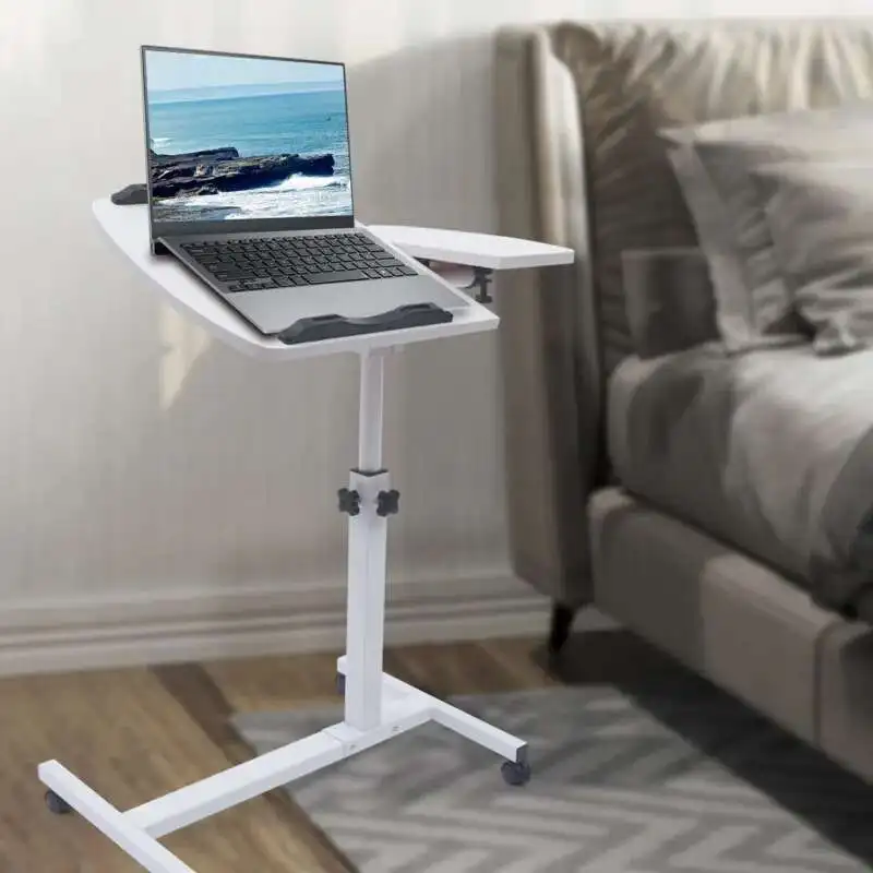 Laptop Sofa Desk Mobile Rolling Adjustable Height Angle Overbed Food Tray Stand