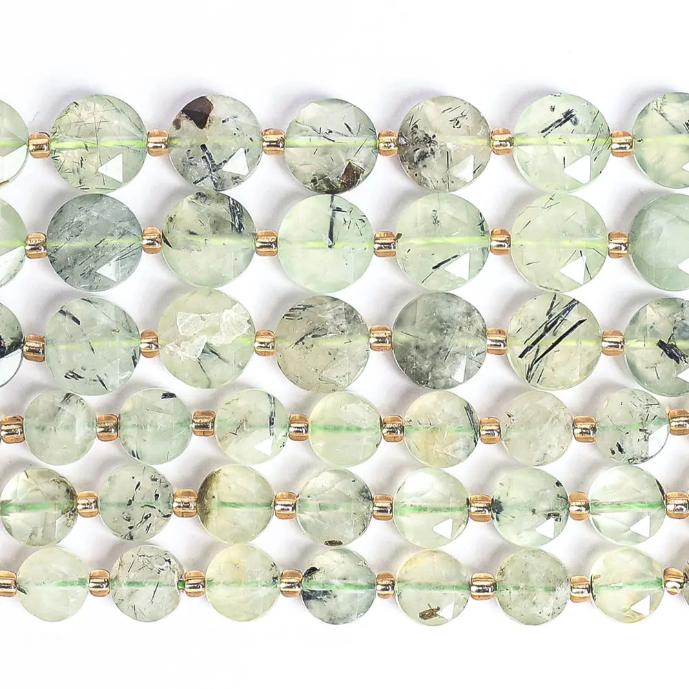 NATURAL PREHNITE BEADS GREEN FACETED ROUND HEALING STONE LOOSE GEMSTONE BEADS FOR DIY JEWELRY MAKING ACCESSORIES 8MM 10MM view 5