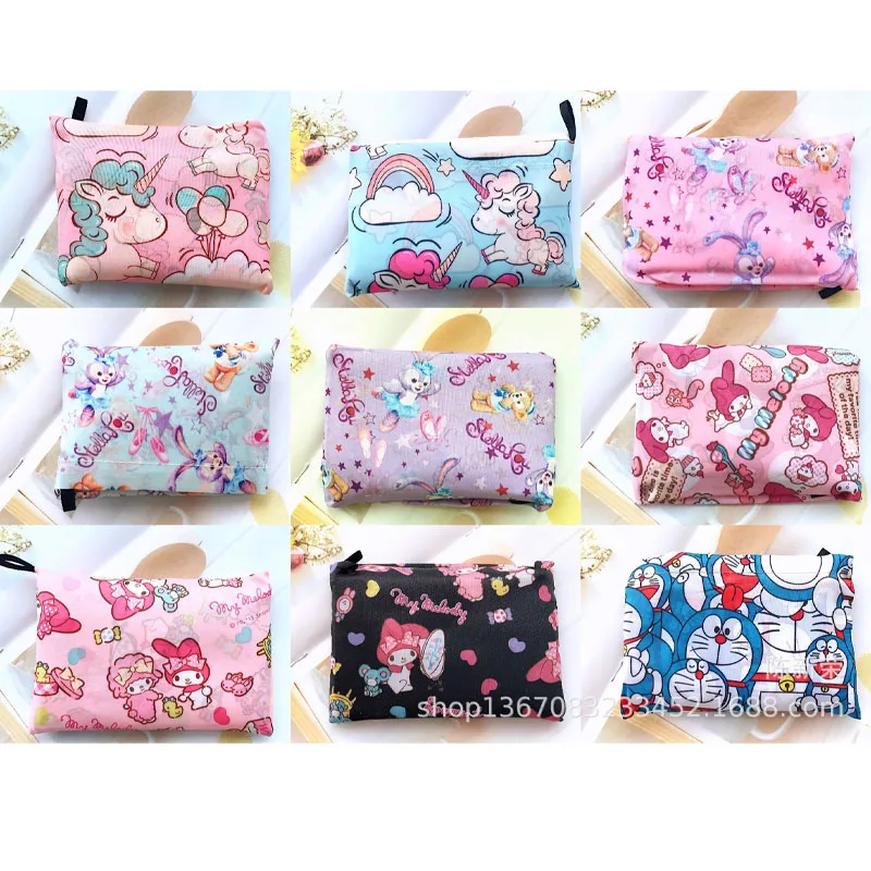 Sanrioed Cartoon My Melody Kawaii Shopping Bag Kittys Cat Folding Large Capacity Eco-Friendly Storage Travel Bag Portable Travel