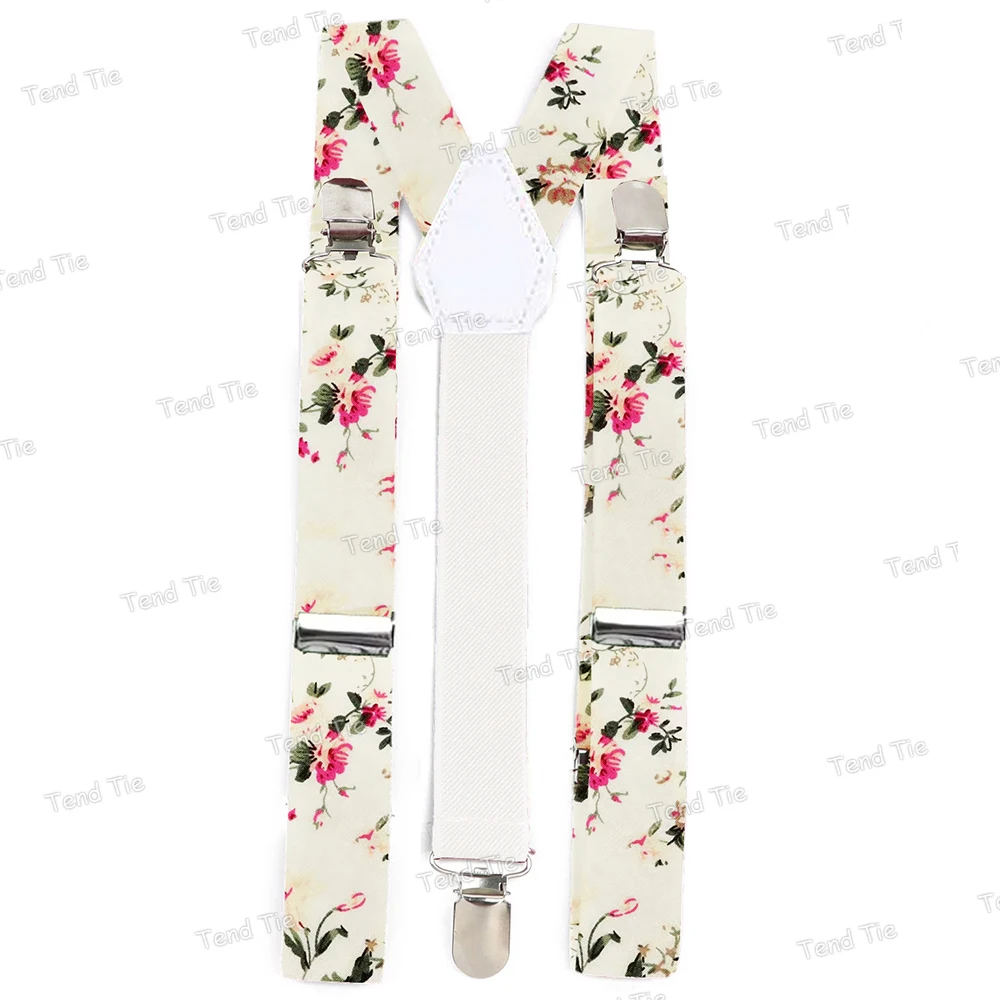 Adorável impresso floral algodão suspensórios adulto cintas ajustáveis elásticas y-back cintas lindo vestido saia traje accesseries