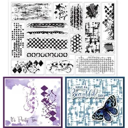 1pc Graffiti Background Silicone Clear Stamps Ink Mark Stain Background Clear Stamps Mosaic Pattern for Card Making