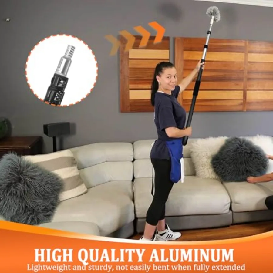 28Feet Reach Telescopic Extension Pole, Multi-Purpose Extendable Pole with Universal Twist-on Metal Tip, Lightweight Sturdy Alu
