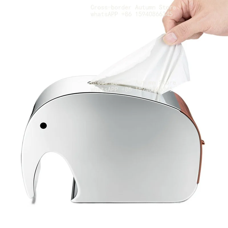 Light luxury stainless steel tissue box atmospheric gift creative pumping carton living room wind model room