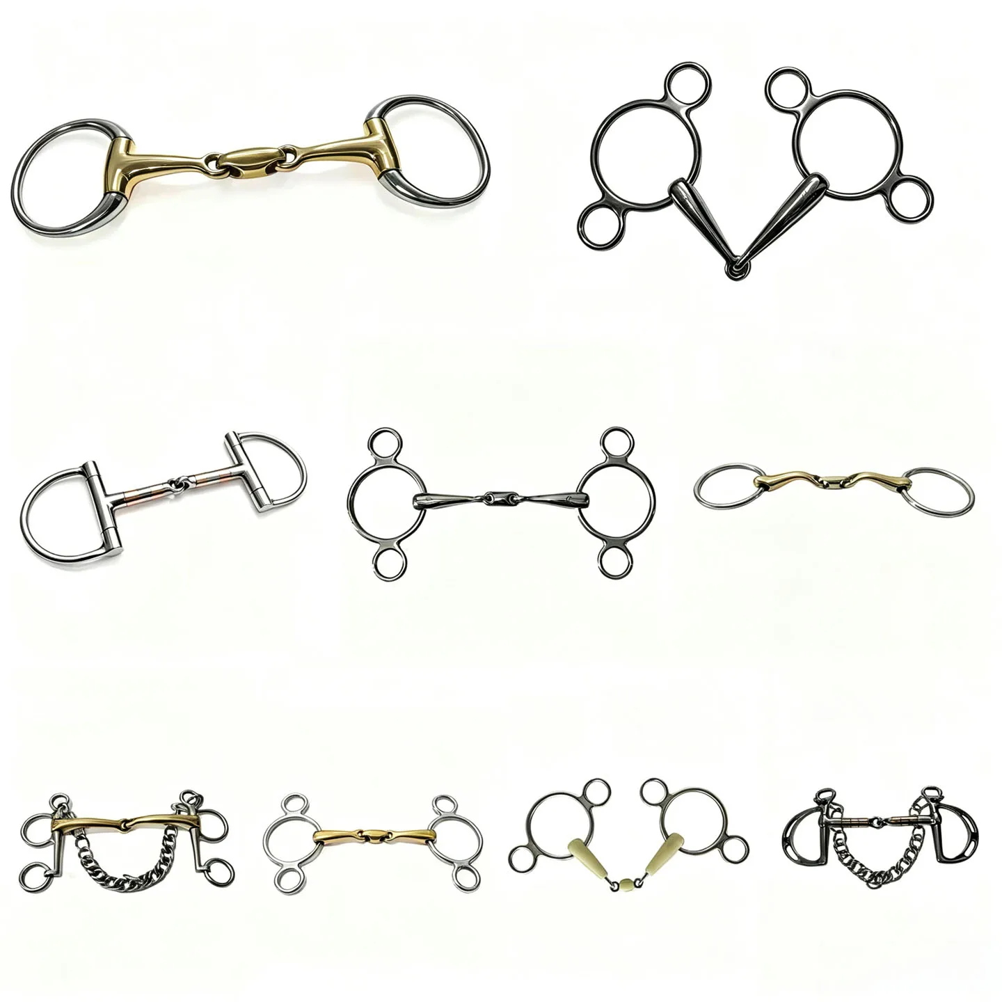 Multi Size Double Jointed Horse Snaffle Bit Stainless Steel Copper Joint Loose Ring Mouth Bit Professional Equestrian Training R